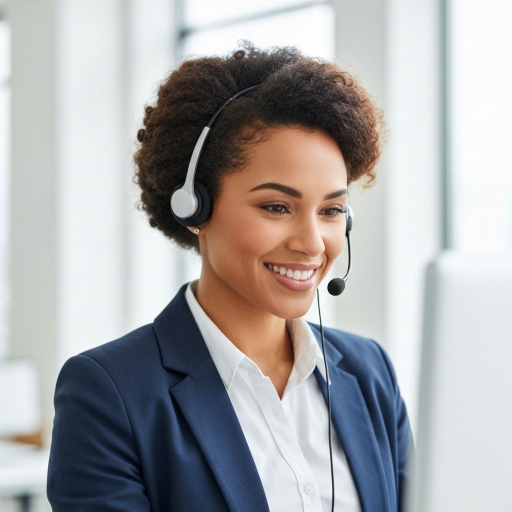 Especialista de sucesso do cliente NexusEdu sorrindo com headset